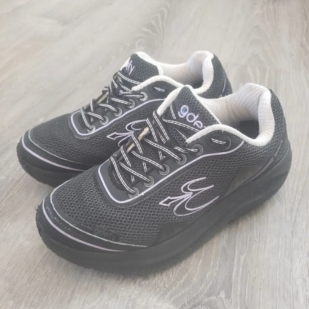 Gdefy Gravity Defyer Mighty Walk Athletic Shoes Women's Sz 6.5 Black TB9024FLP-M